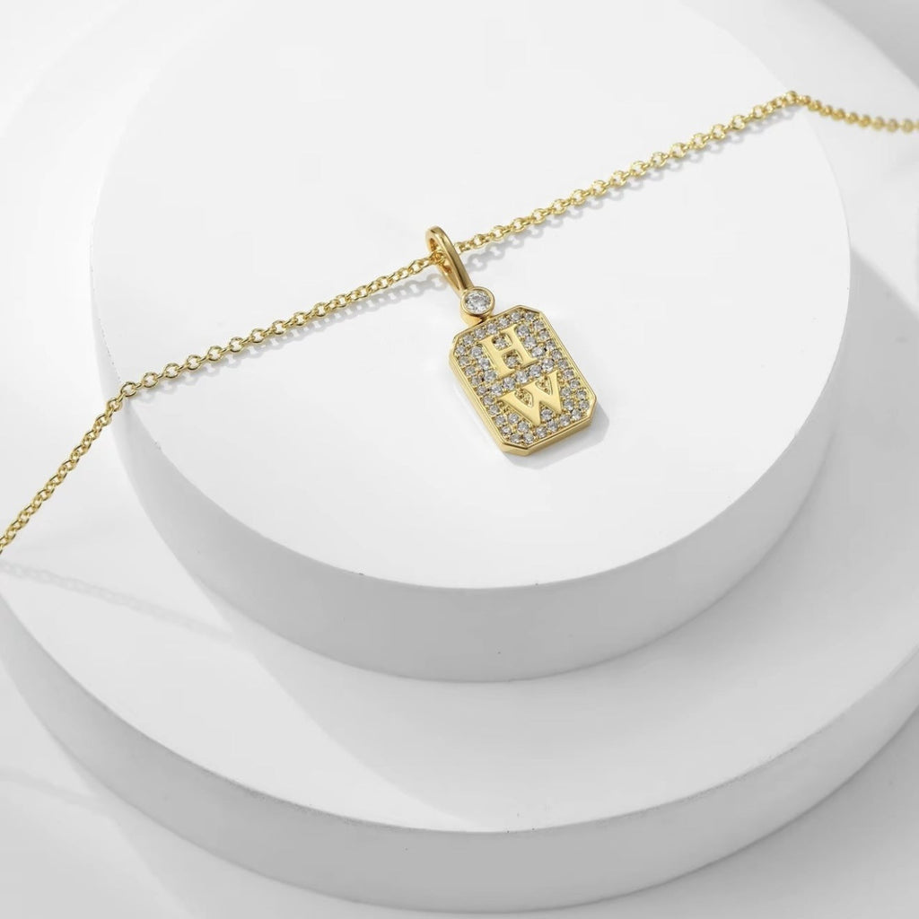 Harry Winston Style Lock Cubic Zirconia Necklace