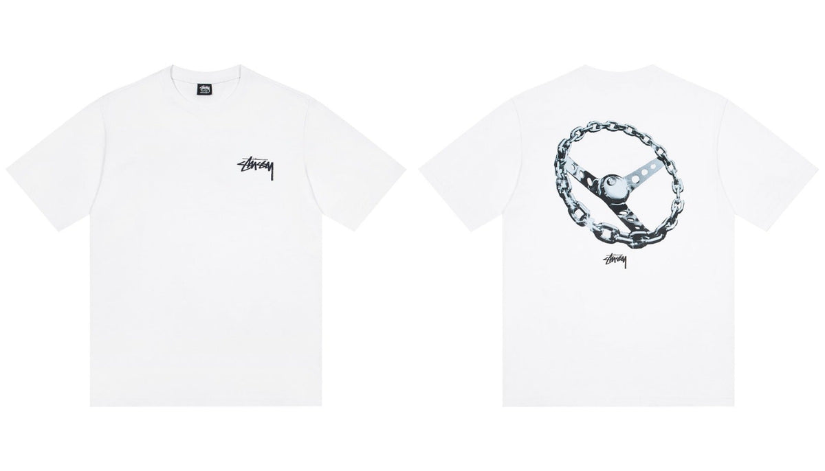 Stussy Chain Steering Wheel Front And Back Graphic Short Sleeve Tee