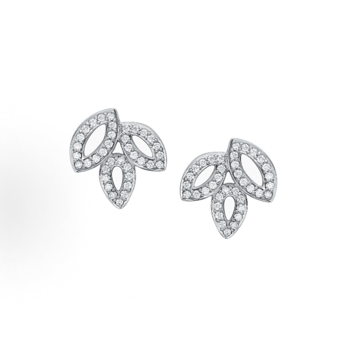 Harry Winston Style Three-Leaf Clover Cubic Zirconia 18K Gold-Plated Earrings
