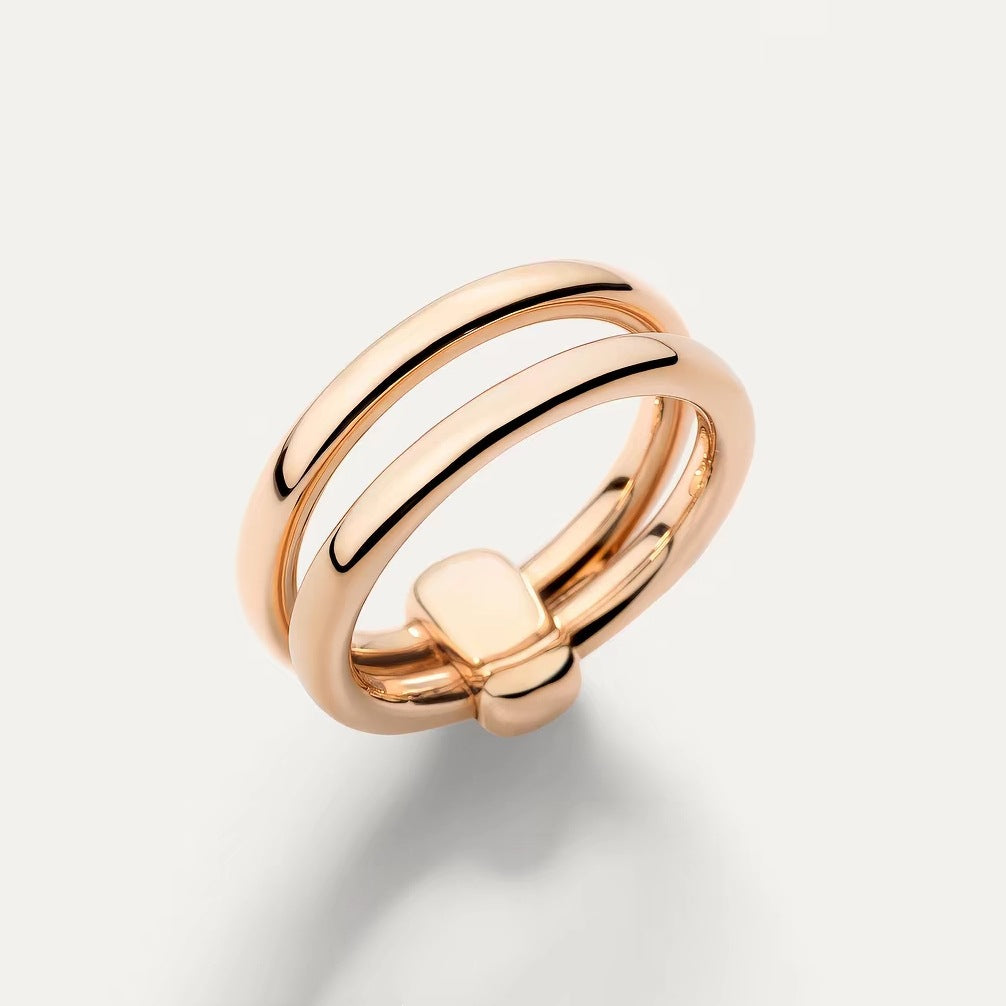 Pomellato Style Pillow Cubic Zirconia 18K Gold-Plated Ring