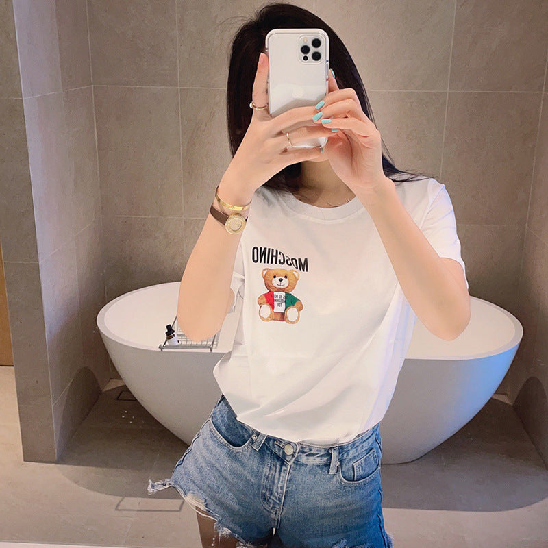 Moschino T-shirt Bear Pattern T-shirt Short Sleeve Couple Style