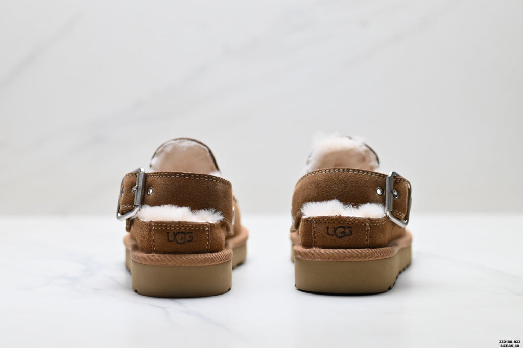 UGG Golden Family Shearling Buckle Clogs