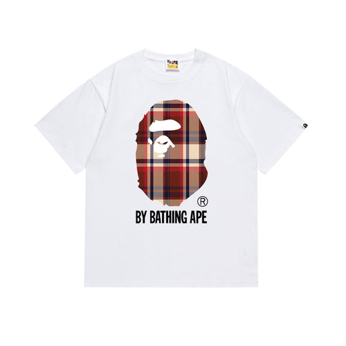 BAPE Red Plaid Ape Head Graphic T-Shirt