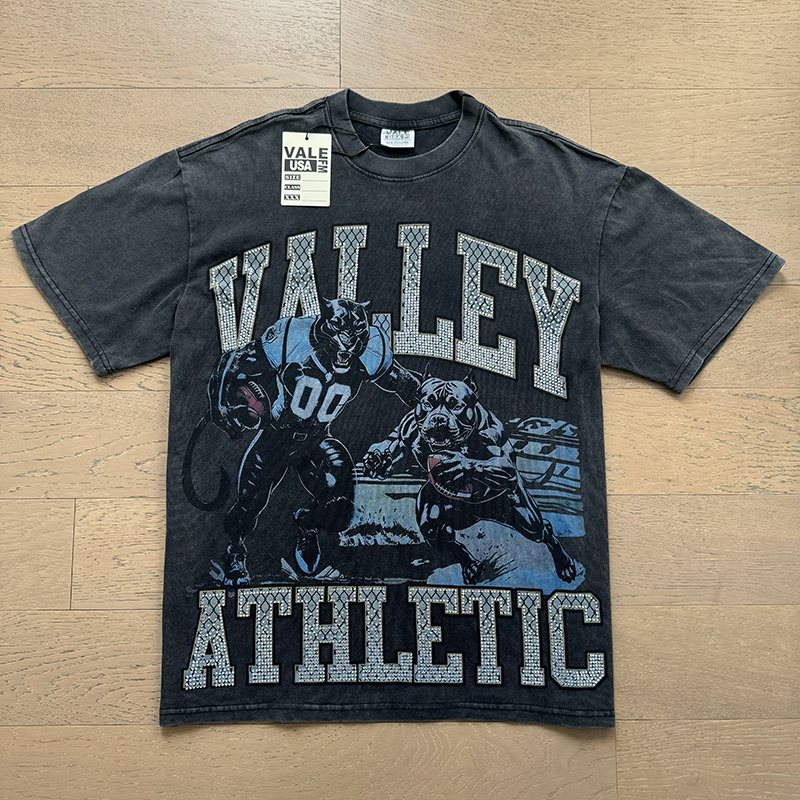 VALE USA Athletic Rhinestone Graphic T-Shirt