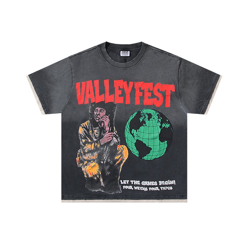 VALE USA Fest Graphic Washed Black T-Shirt