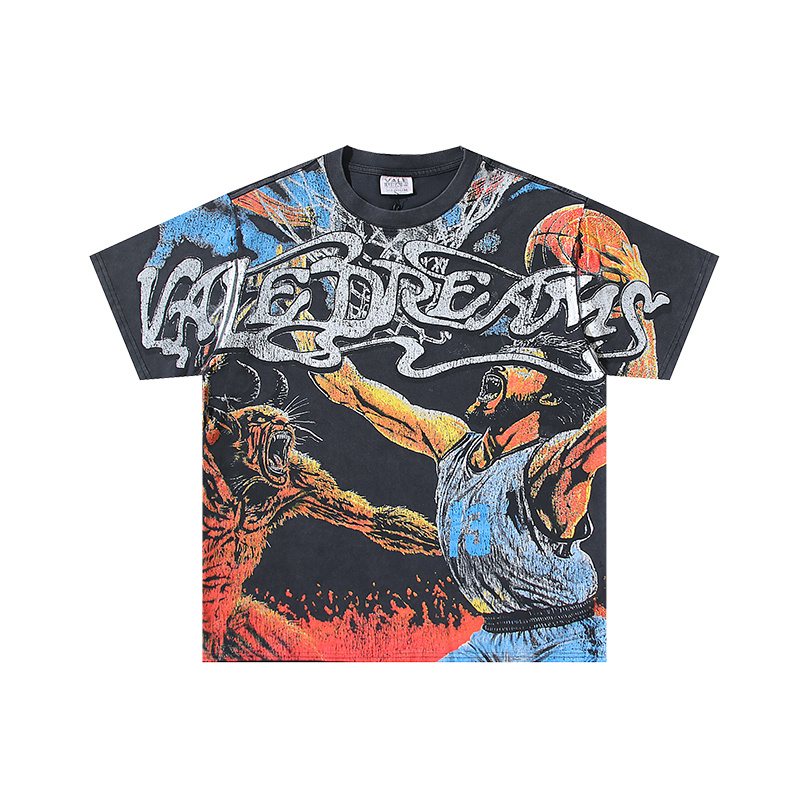 VALE USA Washed Black Graphic T-Shirt