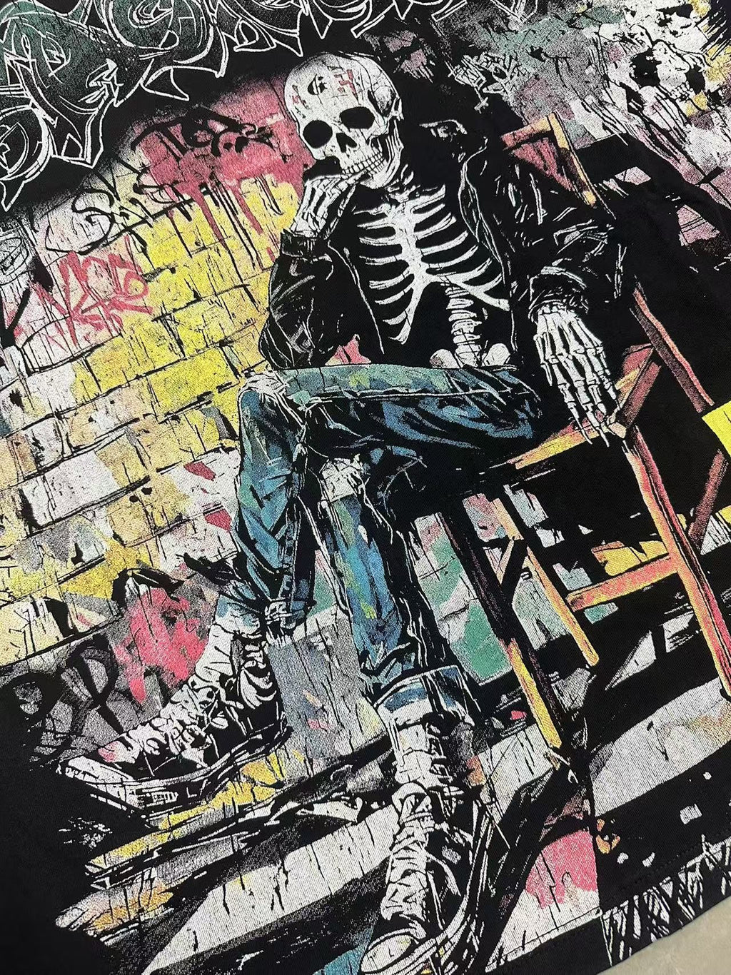 Godspeed Skeleton Graffiti Graphic T-Shirt