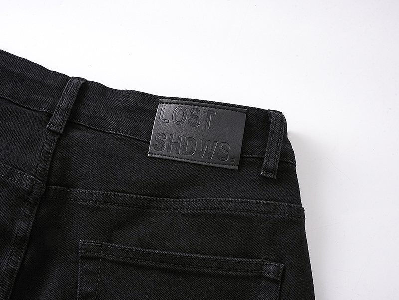 LOSTSHDWS Black Flared Jeans with Floral Embroidery