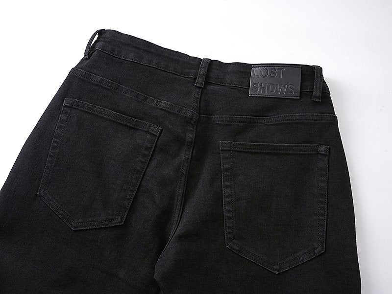 LOSTSHDWS Black Flared Jeans with Floral Embroidery