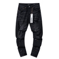 Purple Brand Paint Splatter Distressed Black Jeans