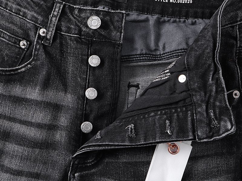 Purple Brand Washed Black Embroidered Jeans