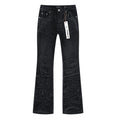 Purple Brand Black Coated Crinkle Flared Jeans