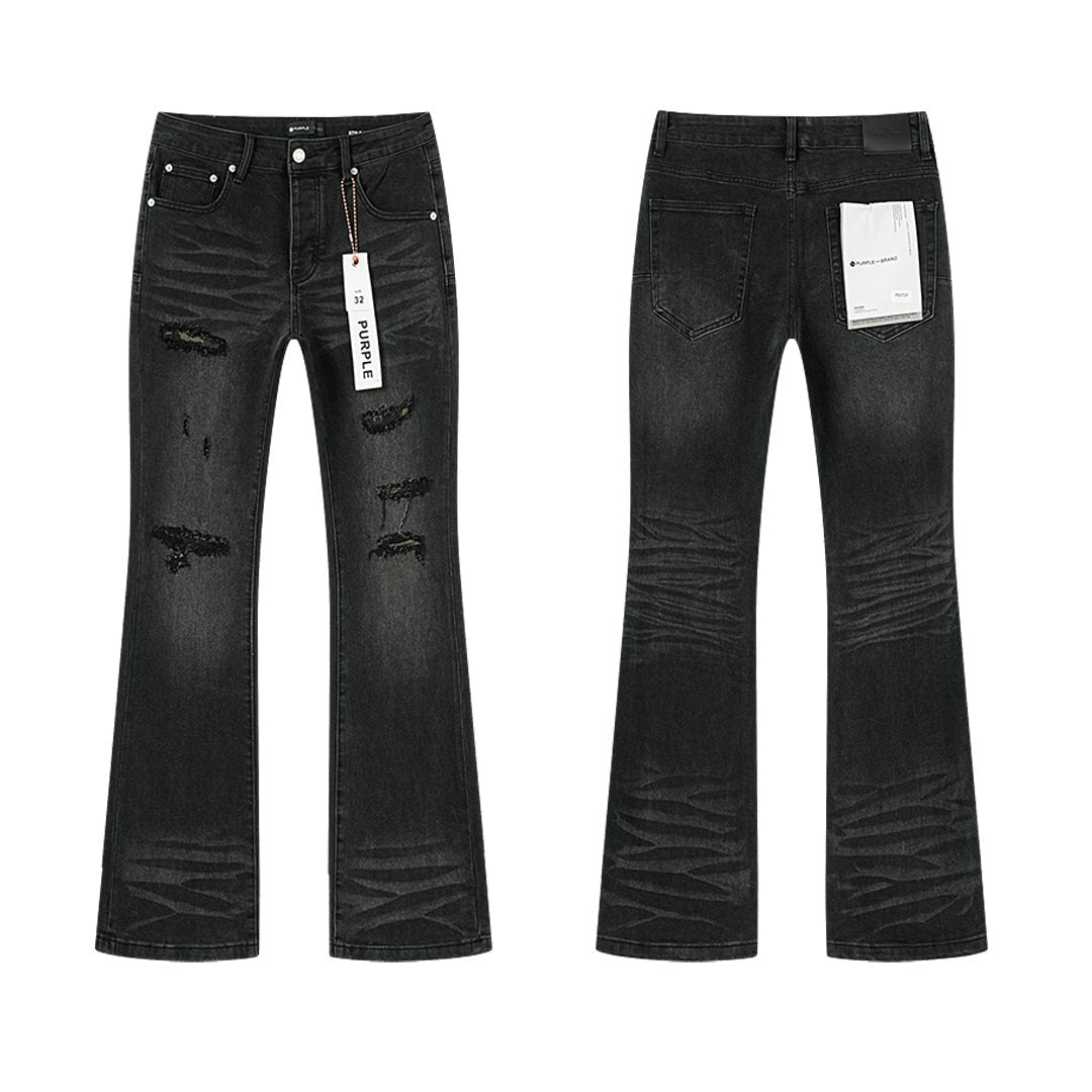 Purple Brand Distressed Washed Flare Jeans