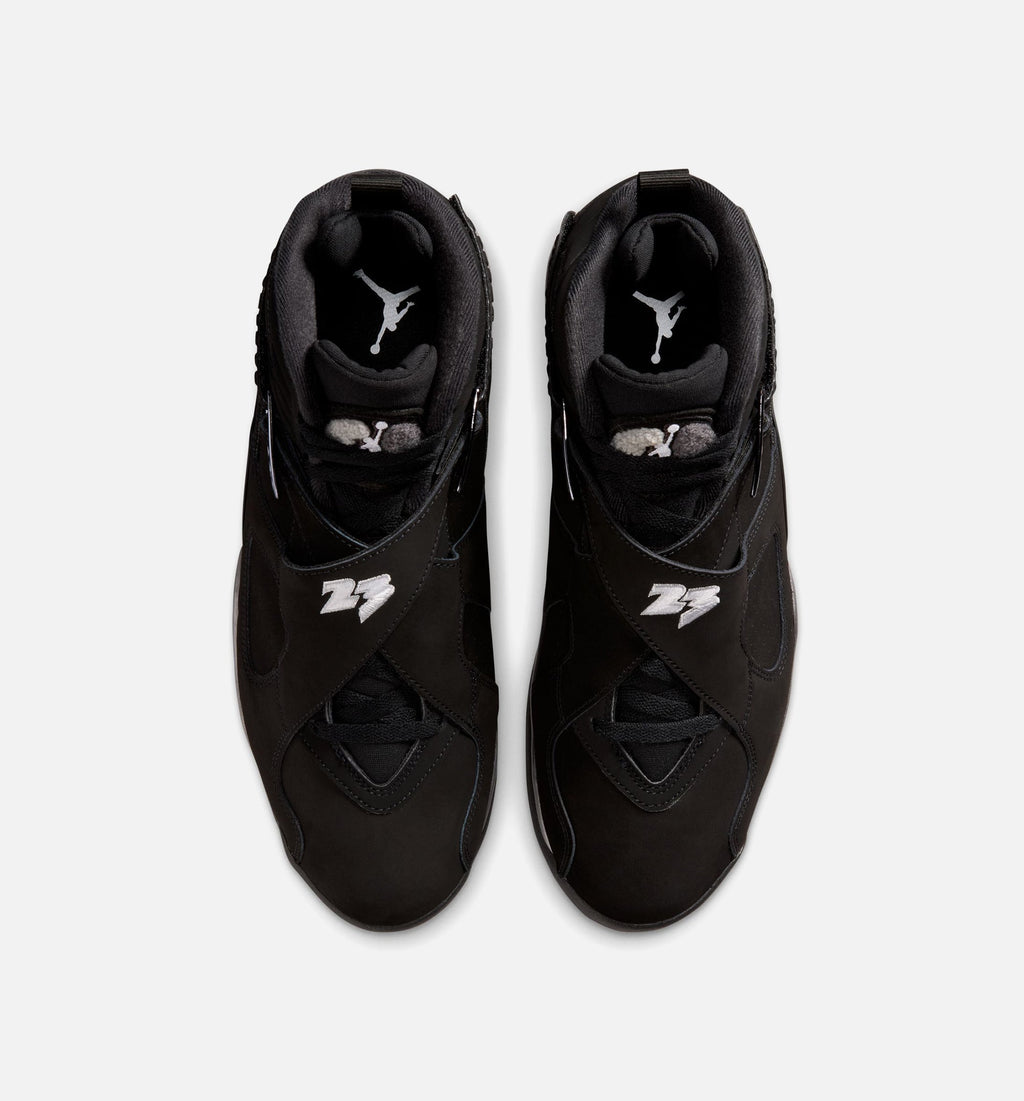Air Jordan 8 Retro Chrome Black and Light Graphite Men's Sneakers - Black/White/Light Graphite