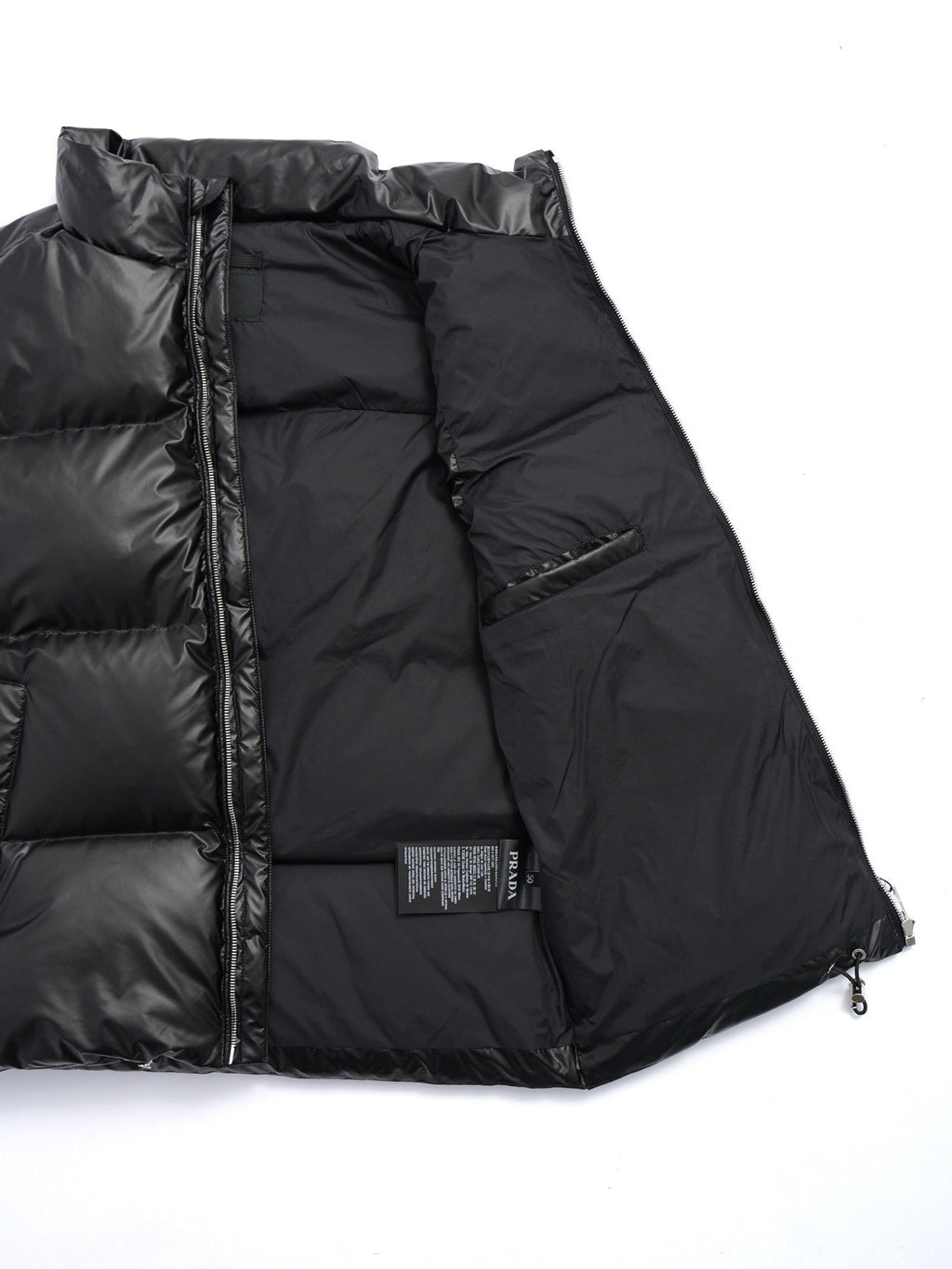 Prada Black Quilted Puffer Vest with Stand Collar