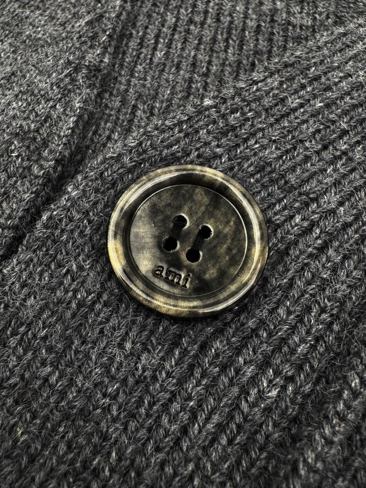 Ami Paris Heart Jacquard Merino Cardigan