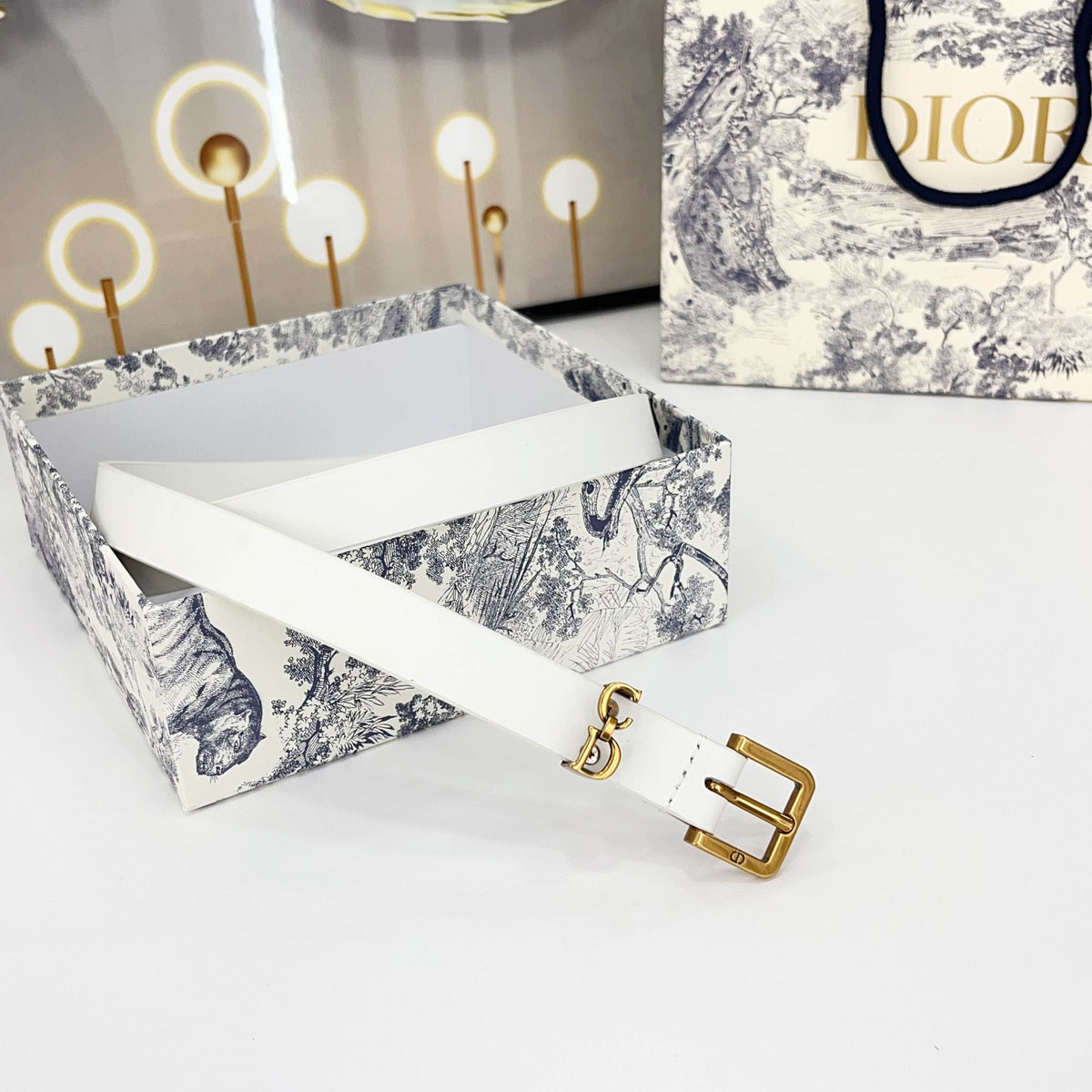 DIOR 25S BELT 20 MM IN WHITE CALFSKIN 570114