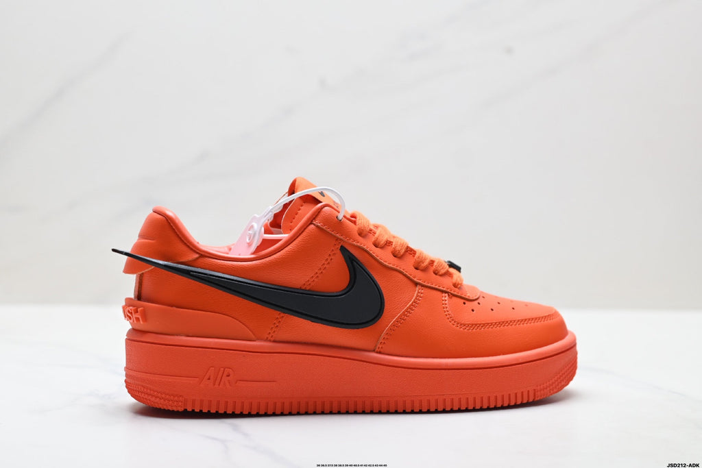 Nike Air Force 1 Low Orange Black Unisex Sneakers Style 13