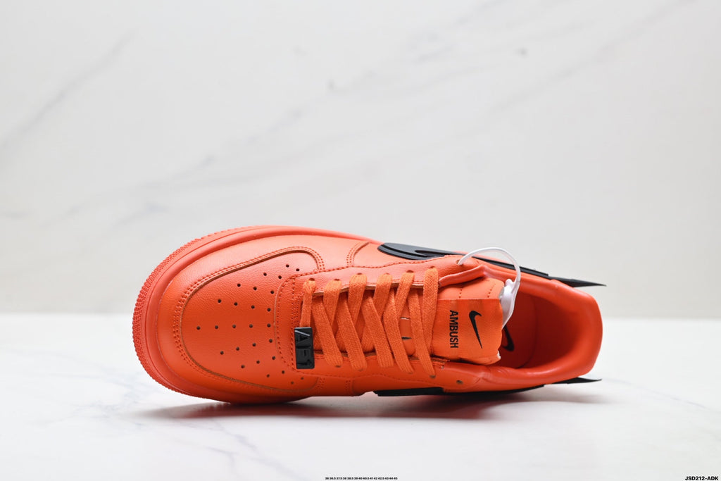 Nike Air Force 1 Low Orange Black Unisex Sneakers Style 13