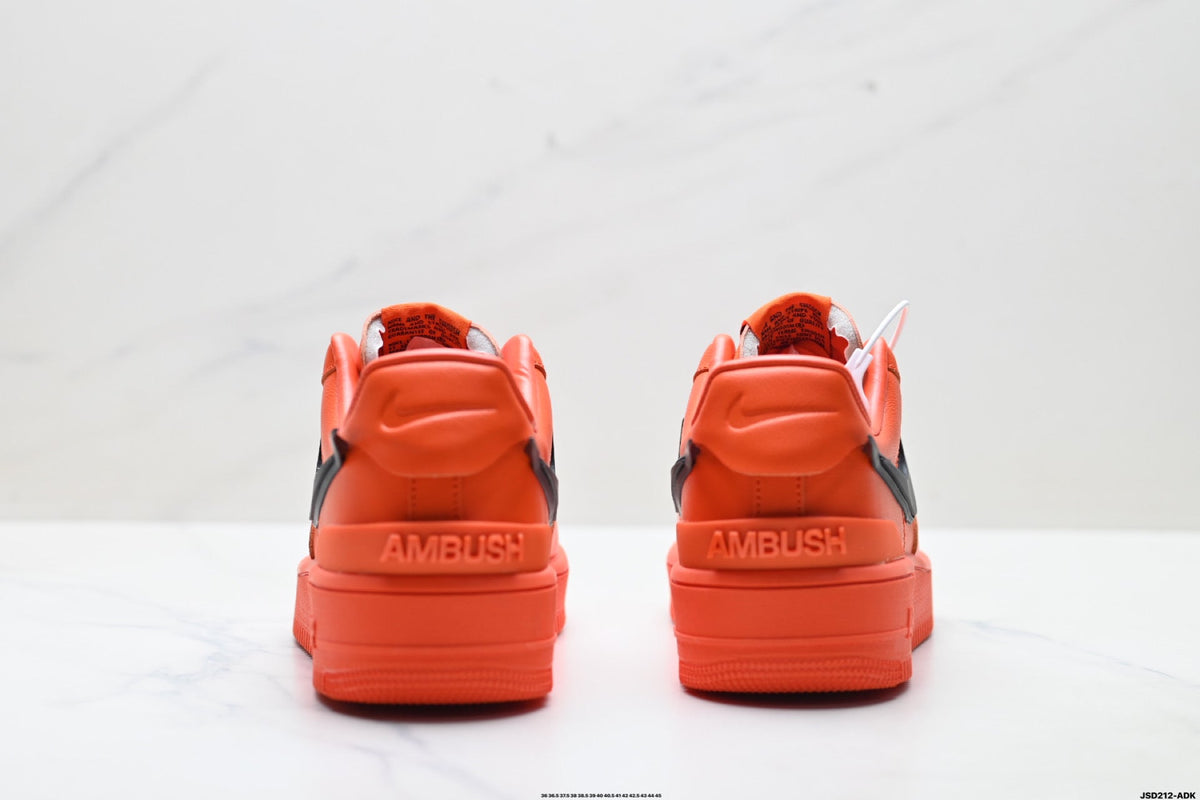 Nike Air Force 1 Low Orange Black Unisex Sneakers Style 13