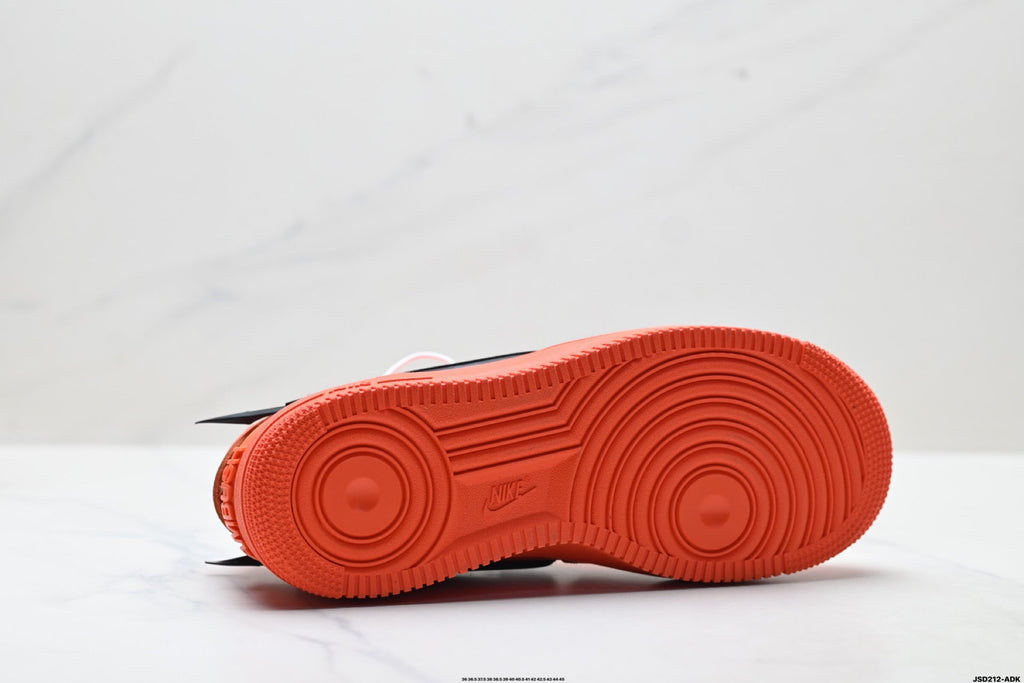 Nike Air Force 1 Low Orange Black Unisex Sneakers Style 13