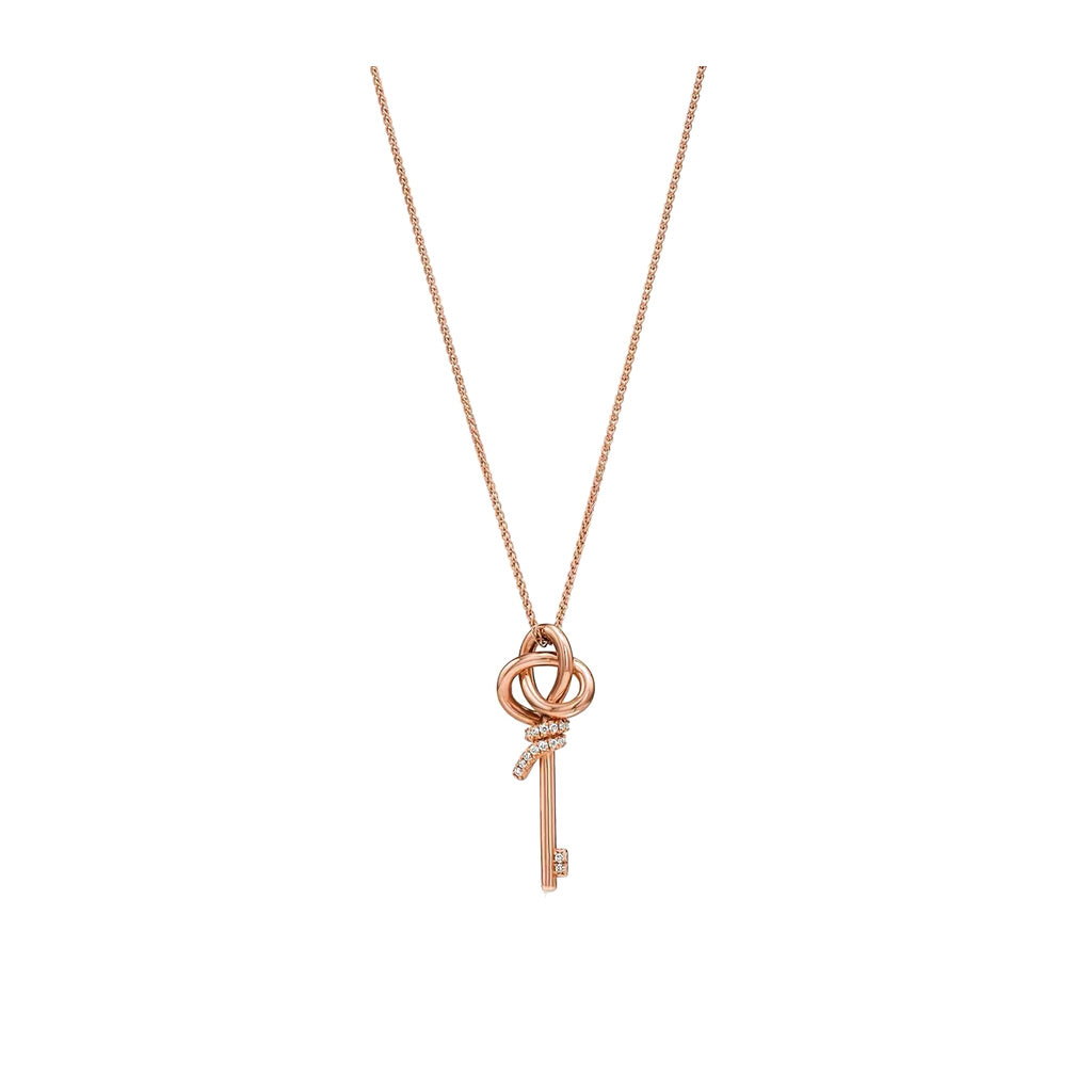 Tiffany Style Key Cubic Zirconia 18K Gold-Plated Necklace