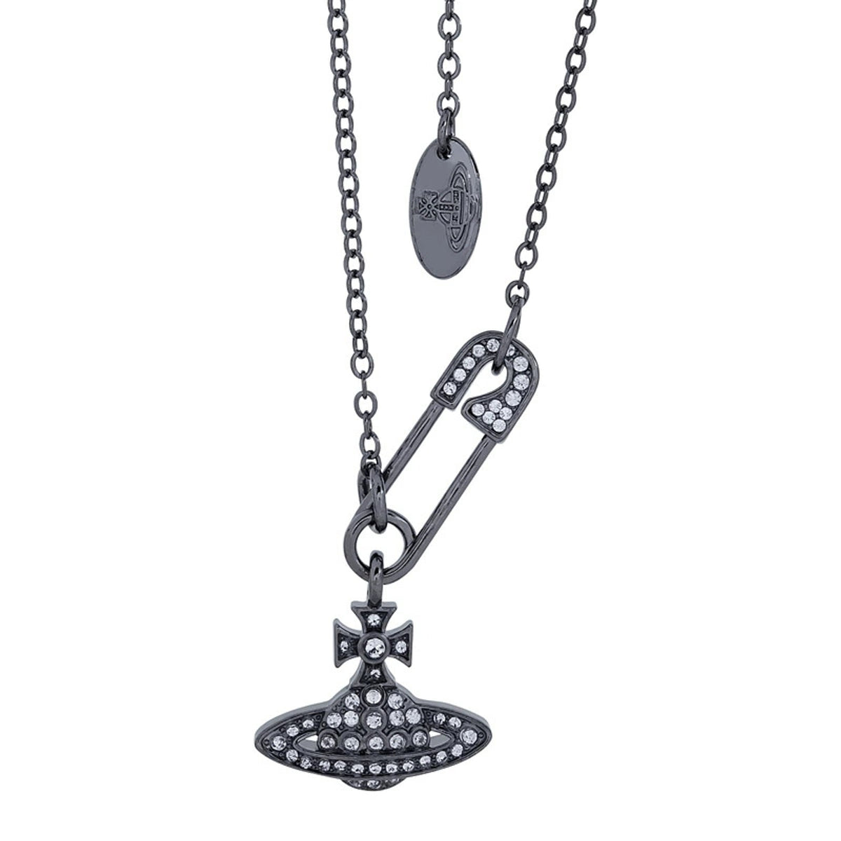 Vivienne Westwood Style Safety Pin Orb Chain Necklace