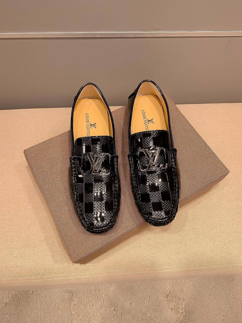 Louis Vuitton Black Glossy Buckle Loafers
