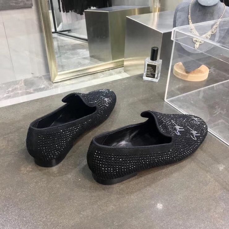 Giuseppe Zanotti Black Studded Velvet Slip-On Loafers