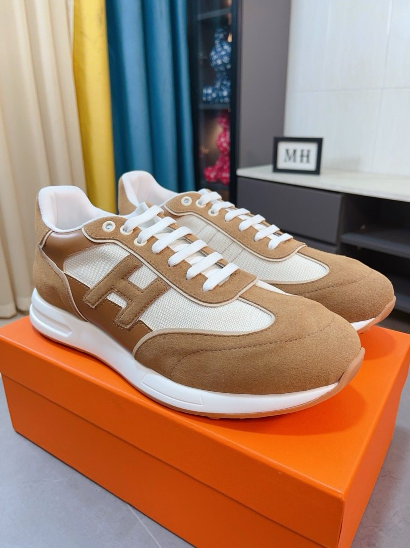 Hermès Tan H-Overlay Sneakers
