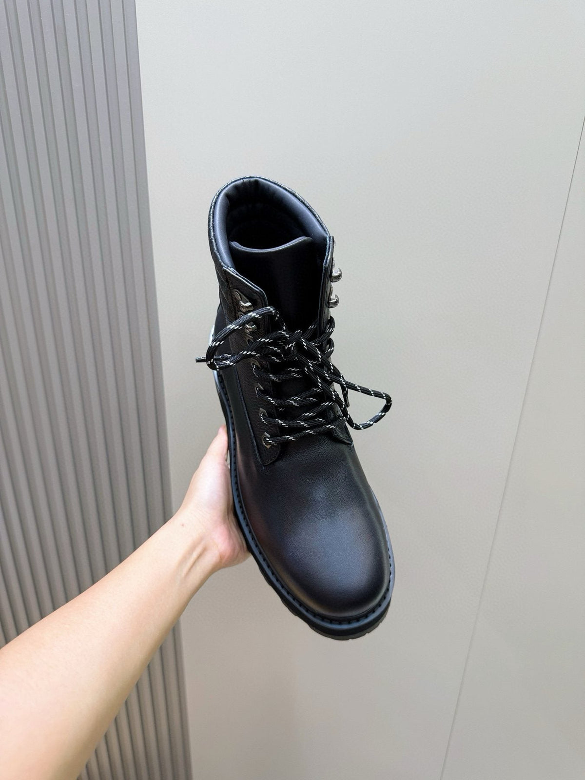 Moncler Black Lug-Sole Lace-Up Boots