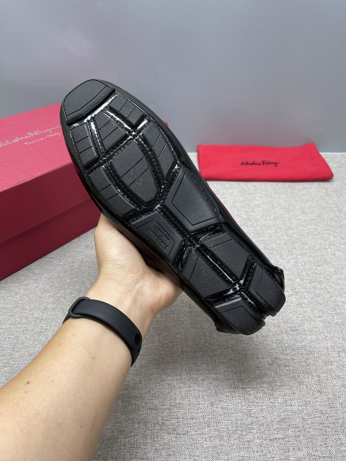 Ferragamo Men's Black Buckle Driving Loafers - Silver-Tone Hardware