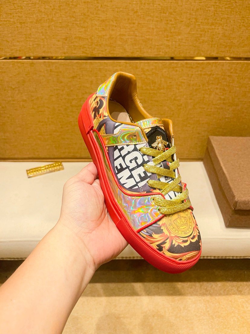 Yellow Graphic Print Low-Top Sneakers
