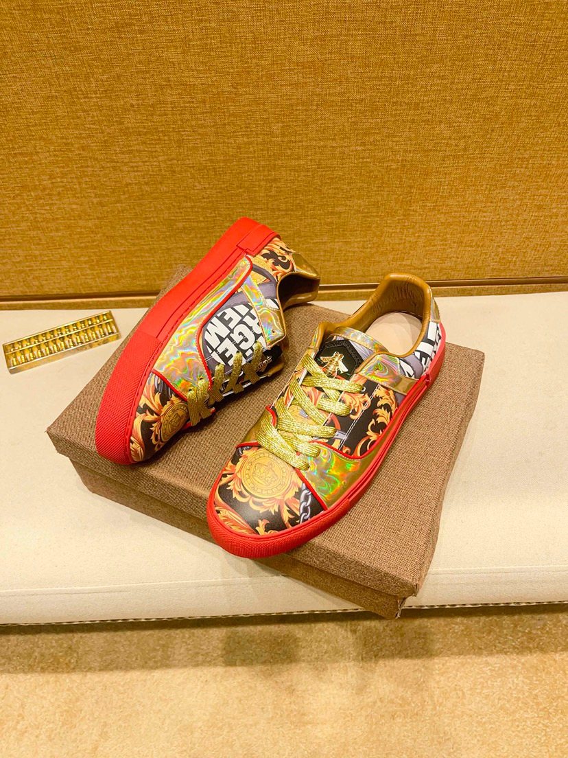 Yellow Graphic Print Low-Top Sneakers