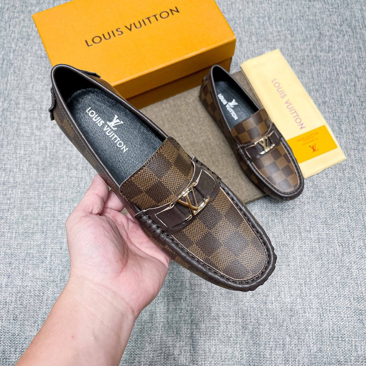 Louis Vuitton Men's Brown Checkered Loafers