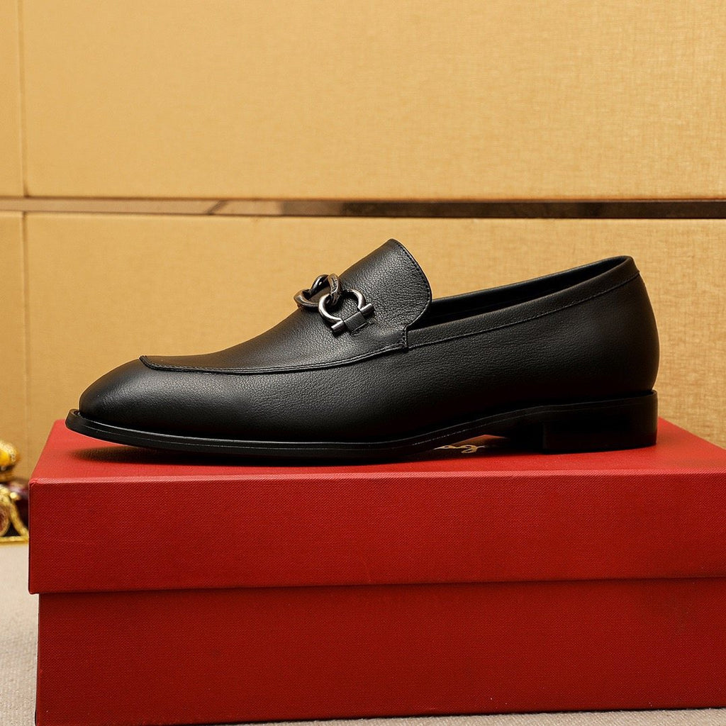 Ferragamo Men's Black Bit Loafers - Stacked Heel