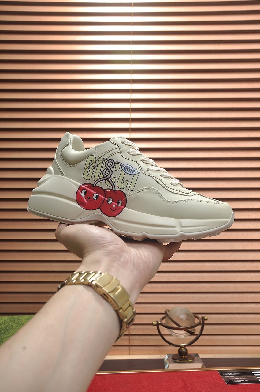 Gucci Off-White Graphic Sneakers - Layered Upper And Thick Treaded Sole
