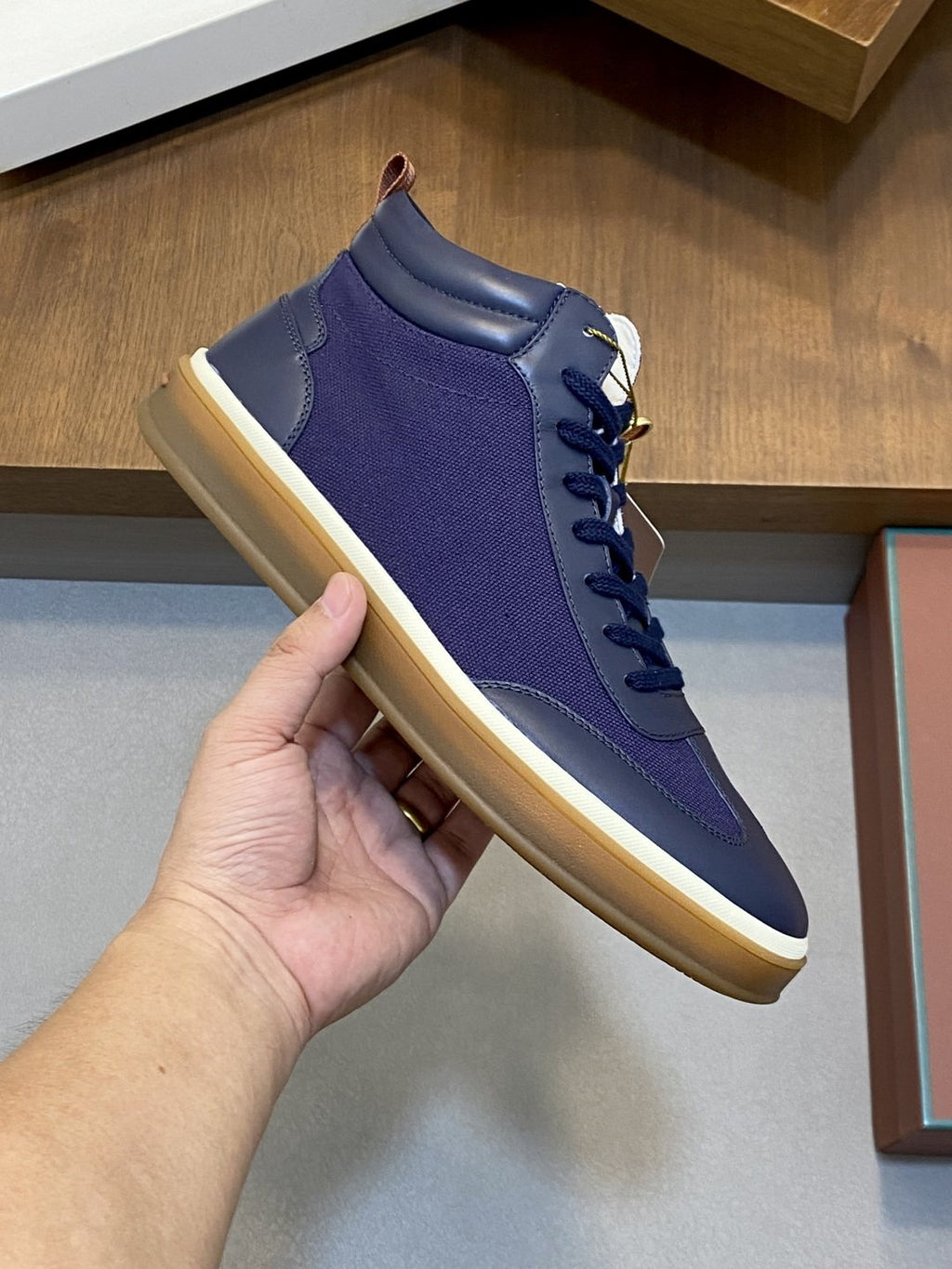 Loro Piana Paneled High-Top Sneakers