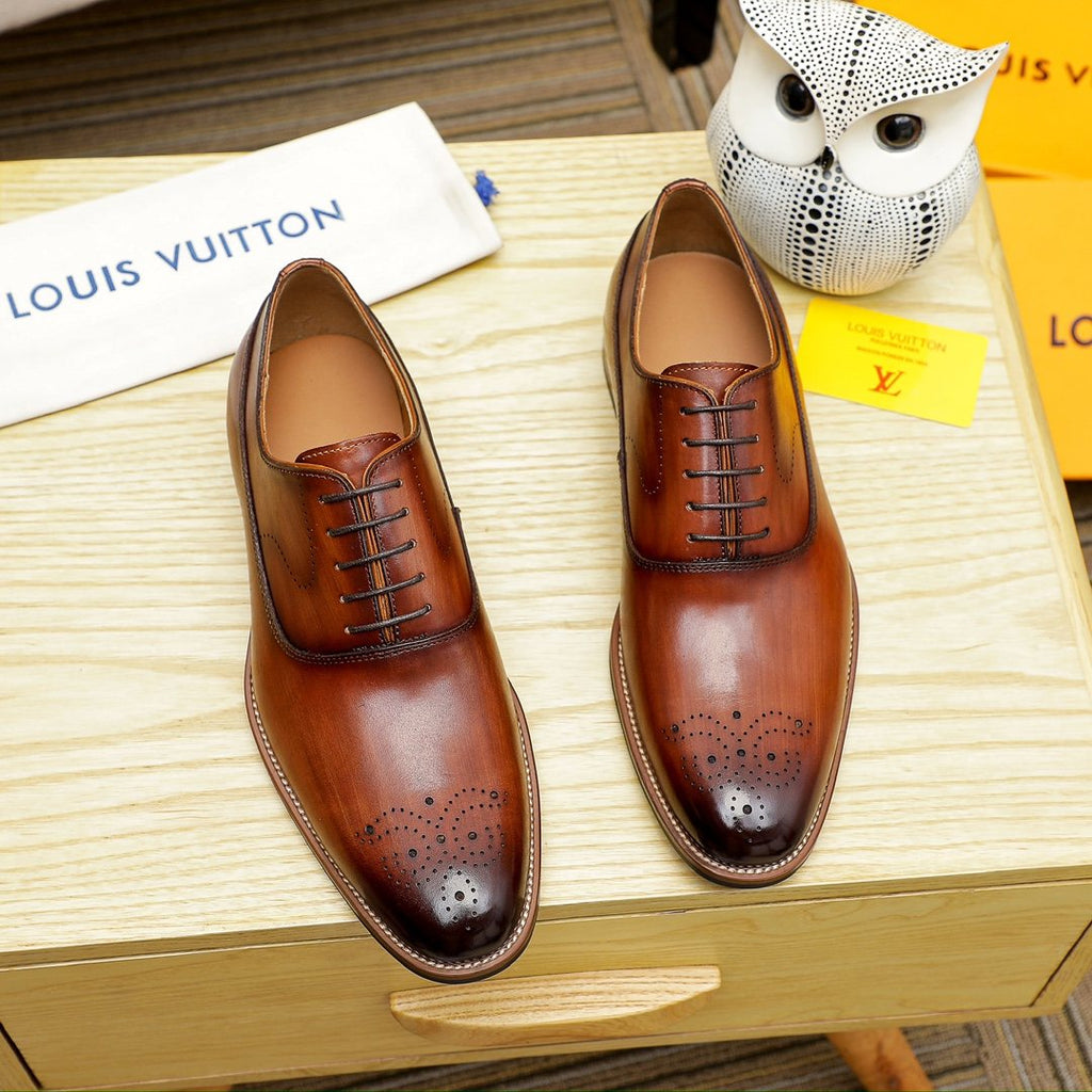 Louis Vuitton Men's Perforated Toe Lace-Up Dress Shoes