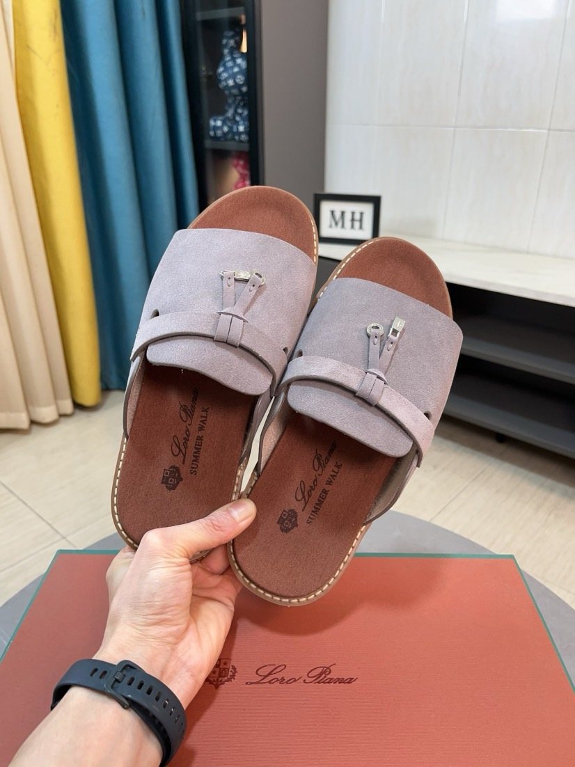 Loro Piana Buckle Slide Sandals