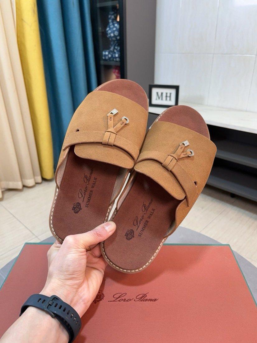 Loro Piana Buckle Slide Sandals