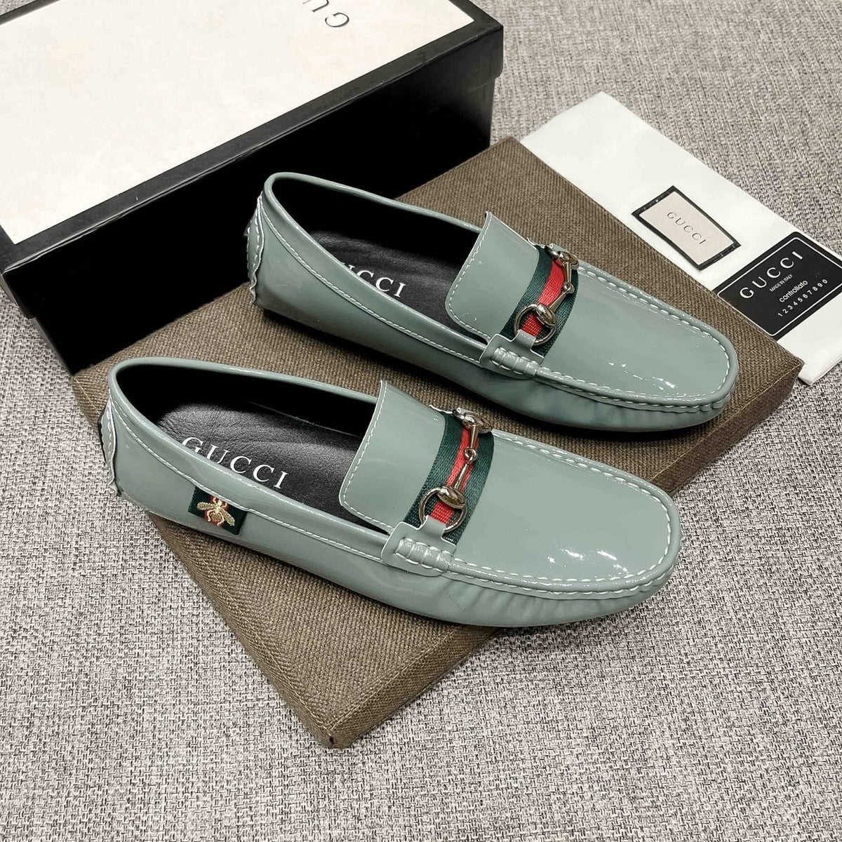Gucci Web Stripe Loafers - Moc-Toe Stitching