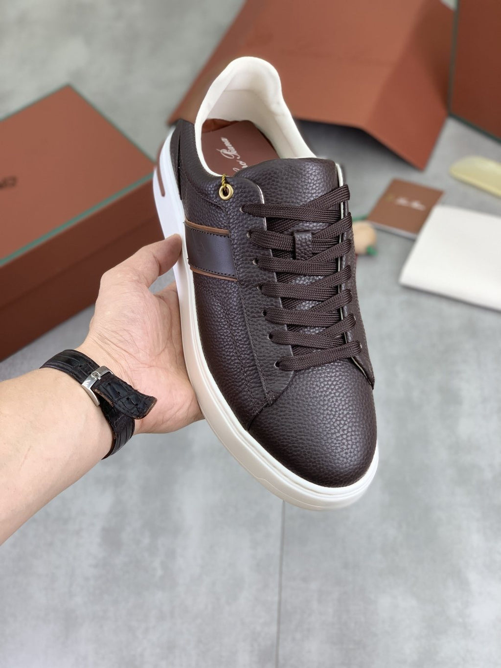 Loro Piana Contrast-Trim Low-Top Sneakers