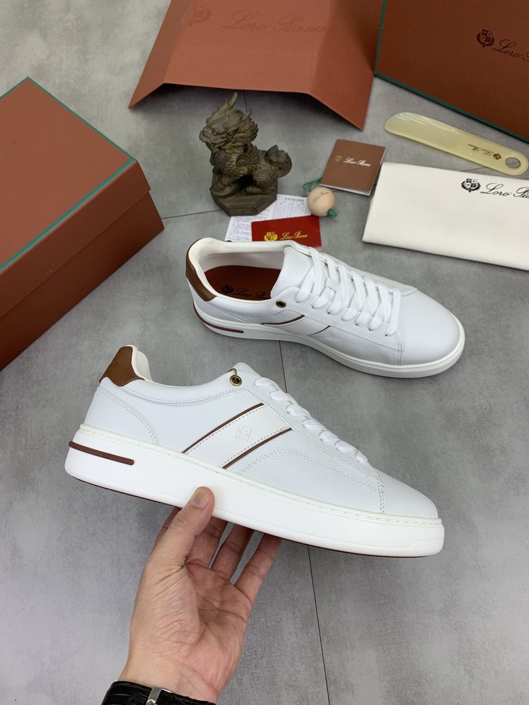 Loro Piana Contrast-Trim Low-Top Sneakers