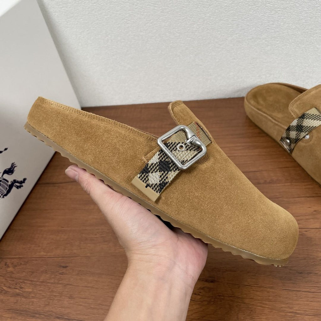 Burberry Powder Blue Check Strap Mule Sandals