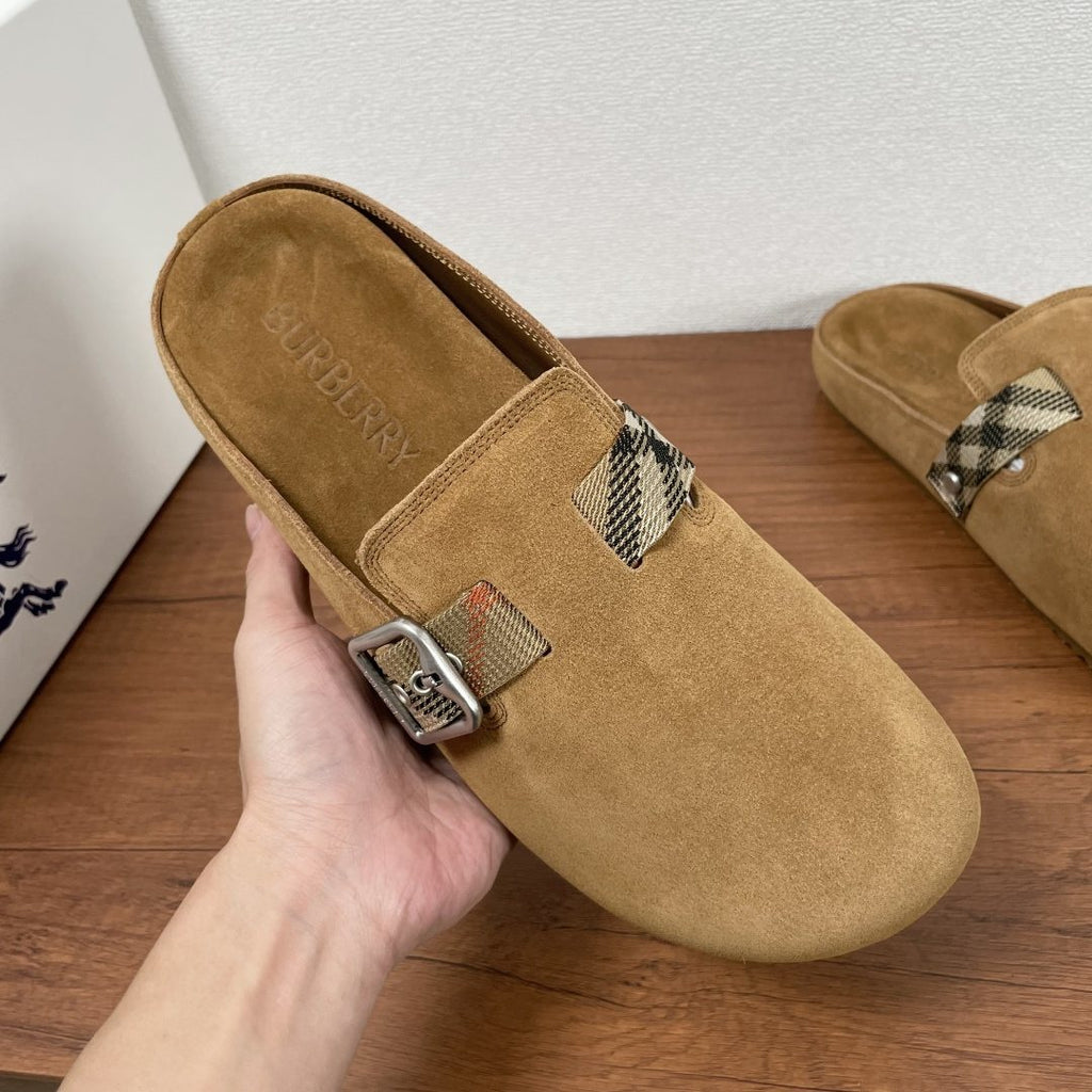 Burberry Powder Blue Check Strap Mule Sandals