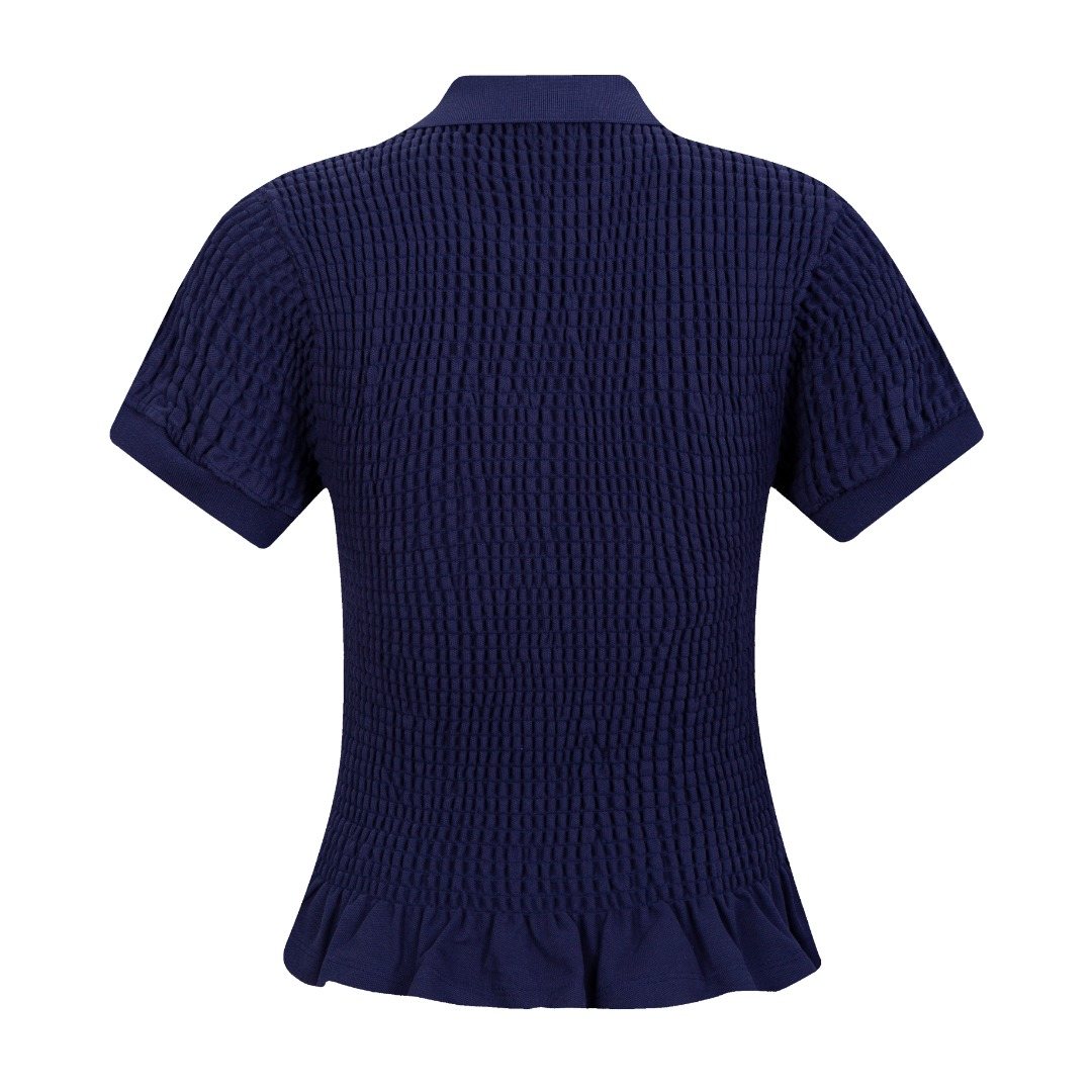 Ralph Lauren Ruffled-Hem Piqué Polo Top