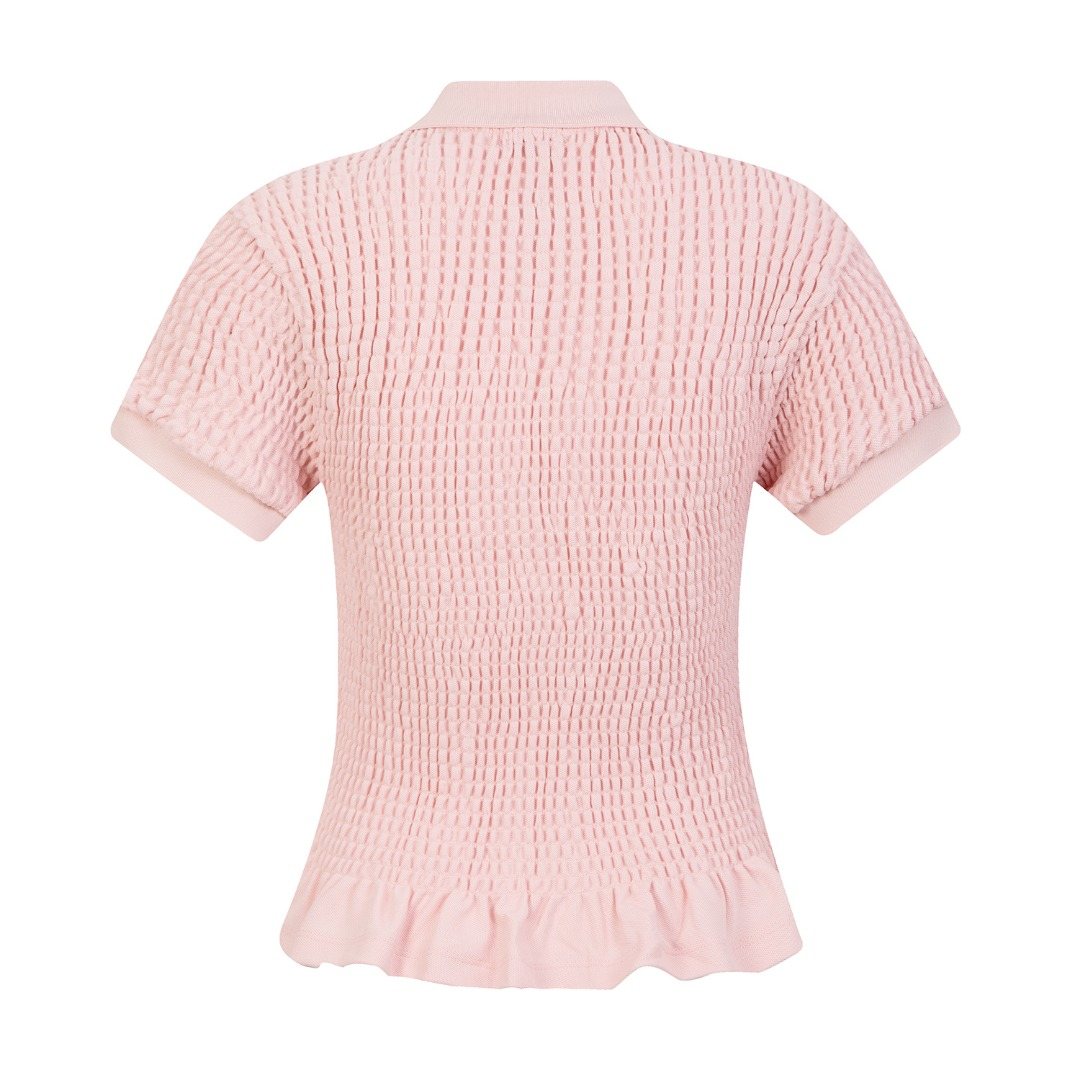 Ralph Lauren Ruffled-Hem Piqué Polo Top