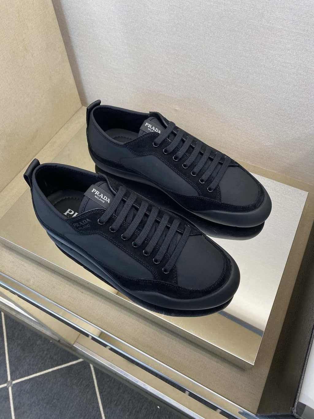 Prada Low-Top Leather Sneakers