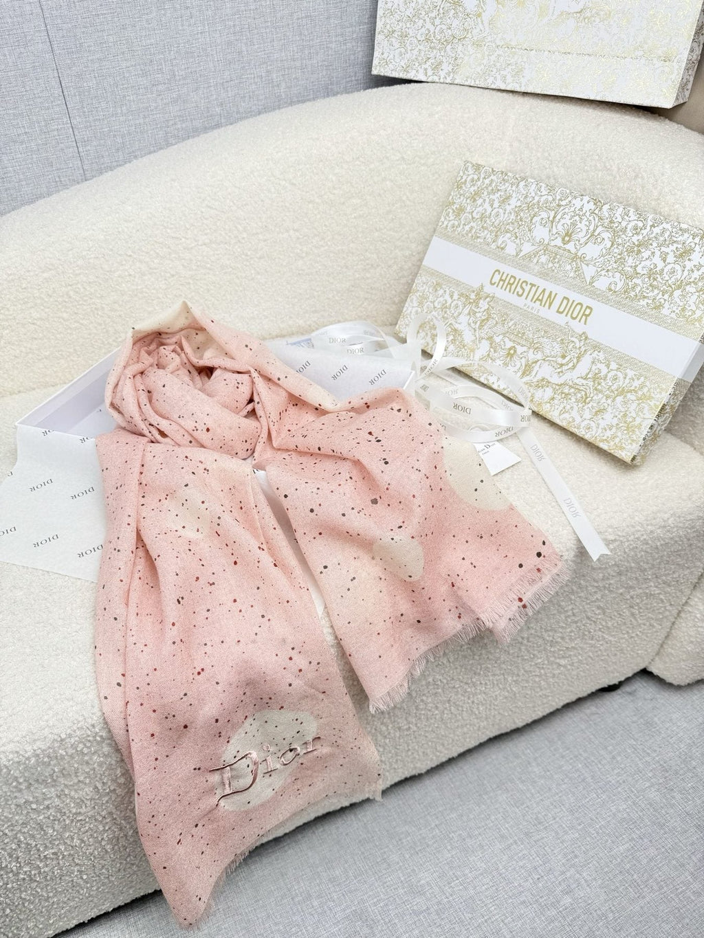 Dior Dotted Embroidered Scarf